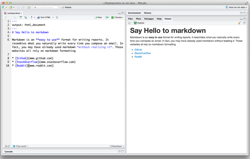 R Markdown Viewer Pane.